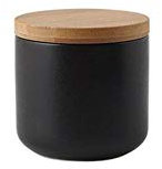 Popowbe Ceramic Coffee Canister Airtight with Sealed Bamboo Lid Kitchen Food Storage Jar Container for Coffee Tea Caddy,Black/260ml