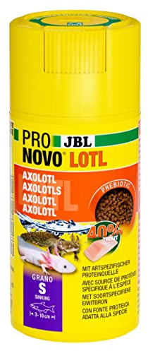 JBL PRONOVO LOTL Grano, Alimento Principal para Axolotl de 3 – 10 cm, dosificador Clic, gránulos para piensos para Peces, Talla S, 100 ml