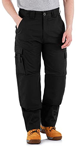 WrightFits Falcon Work Trousers Men - Heavy Duty Work Pants for Men Durable Trademens Workwears - Cargo Combat Trousers Triple Stiching Multi Pocket Kneepad Pocket 34/29 Black