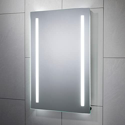 Bathroom Led Mirror Battery Operated 700x500mm IP44 Rated - Arlo Light Up Bathroom Mirror with LED Lights Battery, Aluminum Frame, Rotatable, Rectangular Easy to Install and Use, Wall Mounted