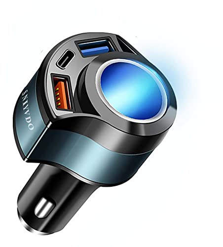 [4IN1&QC3.0] Cigarette Lighter Splitter Adapter, Car USB Charger Adapter Multi Port, 12V-24V Car Adapter Compatible with iPhone 16 Pro Max/15/14/13/12/11/XS/XR/8/7,Samsung S10/20/21/Plus, Dash Cam etc
