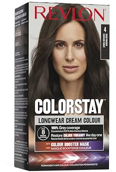 Revlon ColorStay Longwear Cream Hair Color, Colorazione Permanente, Ultra-Nutriente, Senza Siliconi E Oli Minerali, Copertura Capelli Bianchi, Fino A 8 Settimane - 4 Castano Medio 165ml
