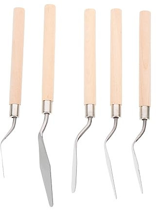 Toyvian 5piezas Raspadores De Color Espátulas De Pintura Mango De Madera Herramientas para Mezclar Pintura Artística Proyectos De Arte DIY
