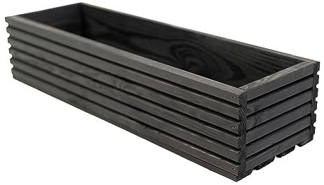 BOGATECO Jardinera de madera | Jardinera | Maceta 64 x 20 x 14,5 cm | Maceta para el hogar jardín balcón terraza | Maceta con inserto de plástico | impregnada | Negro