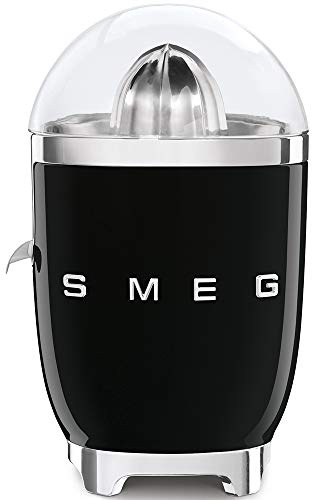SMEG 50's Retro Style Citrus Juicer with Drip Free Spout, Automatic Activation, and Efficient Straining, Black