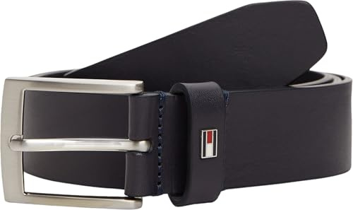 Tommy Hilfiger Herren Gürtel Adan 3,5 cm Ledergürtel, Blau (Space Blue), 130 cm