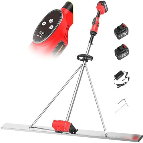 GLBMXDD Kit Vibrante per massetto in calcestruzzo, Righello raschiatore Elettrico per vibratore per calcestruzzo Bagnato, Strumento Liscio per Finitura del Cemento Alimentato a Batteria,2batteries