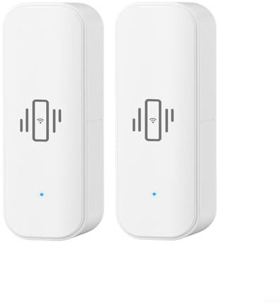 Lot de 2 mini détecteurs de bris de verre WiFi sans fil pour alarme et domotique intelligente, Tuya pour capteur de vibration WiFi intelligent, pour télécommande Smart Life App