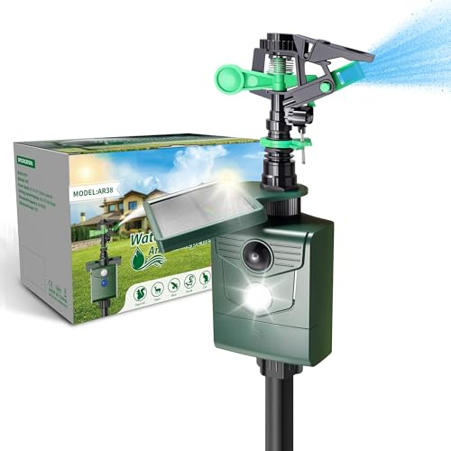Wasserstrahl Tiervertreiber, Vogelabwehr, Reiherschreck für Garten & Teich, USB-Laden/Solar-Laden in Zwei Modi, PIR-Bewegungsmelder, Vogelschreck, Katzenabwehr, Reiherabwehr