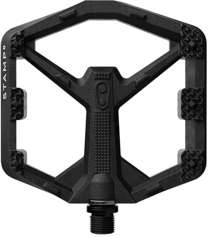 Crankbrothers Stamp 0 Pédales Plates pour VTT et BMX, Corps Composite léger, Grip amélioré avec 12 Broches, Noir, Taille L