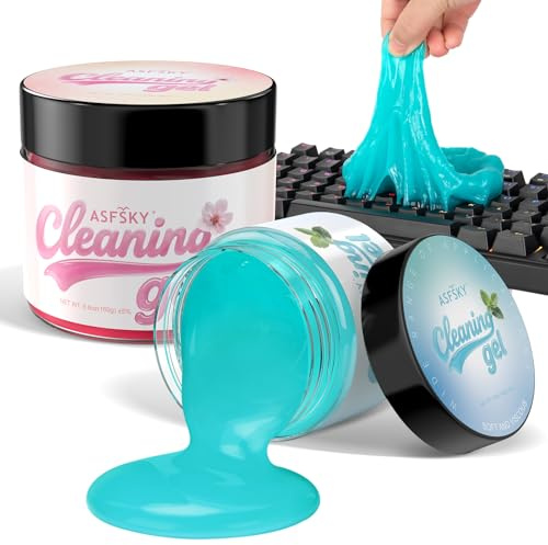 ASFSKY 2 Stück Tastatur Reinigungsgel Auto Reiniger Gel, Keyboard Cleaner, Reinigungsschleim Universeller Cleaning Gel für Auto, Laptops, Tastatur, Kameras, Drucker (Rosa + Hellblau)