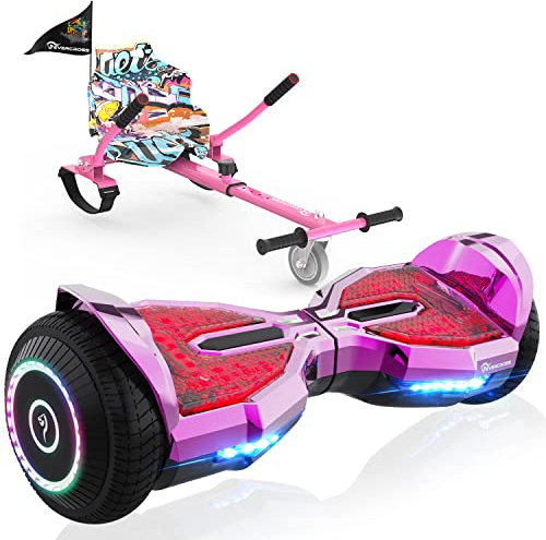 EVERCROSS EV2 Hoverboards mit Sitz - 5,2 Ah Akku, 15 KM/H, Bluetooth Music, 7-Farben Pedallichter, 85 KG Tragkraft, Hover Boards mit Hoverkart Für Kinder & Jugendliche & Erwachsene