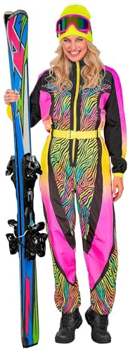 W WIDMANN MILANO Party Fashion - Traje de esquí para mujer, mono con cinturón, disfraz con estampado animal, para carnaval, après-ski y festivales