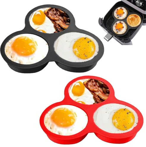 2 Pieces Air Fryer Egg Mould, Silicone Air Fryer Egg Pan, Round Silicone Ramekins | For Fried Muffin Sandwiches, Ring Molds, Poachers, Non-Stick Muffin Tray For Baking AirFryer Accessories