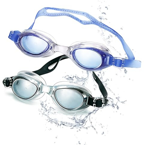 Swimming Goggles,2 Pack Anti-fog Swimming Goggles Adult Kids 6-14 Teens