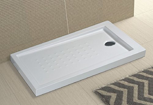 Piatto doccia in acrilico bianco ultraflat h.5cm completo di piletta scarico MILO (70x90 cm)