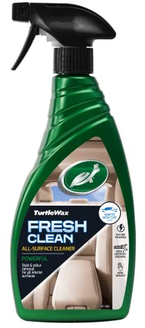 Turtle Wax Fresh Clean All-Surface Innenraumreiniger, entfernt Flecken, Gerüche und Schmutz von Autopolstern, Vinyl, Leder, Kunststoff und mehr, effektiver Lufterfrischer, Neuwagenduft, 500 ml