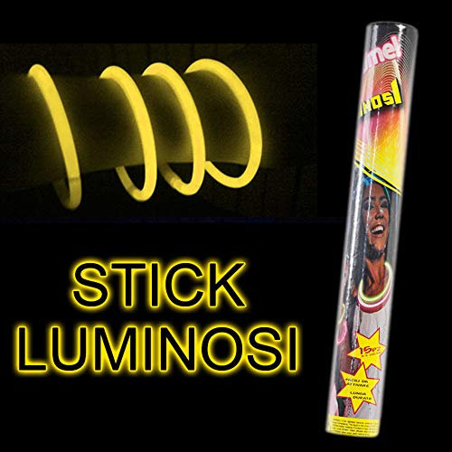 Vetrineinrete® Bracciali Luminosi Fluorescenti 15 Pezzi Starlight Braccialetti Fluo Feste Disco dj Rosa Verde Blu Arancione Giallo (Giallo) A99