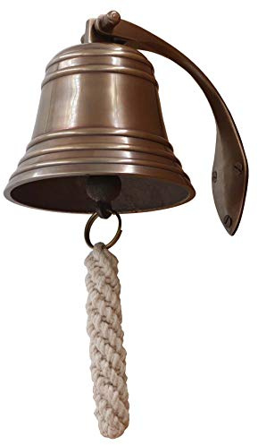 THDC Antique Brass Ship’s Bell (4) – Solid Brass Maritime Duty Watch Bell, Wall Mountable Indoor & Outdoor Bell for Pub, Shop, Reception & Dinner