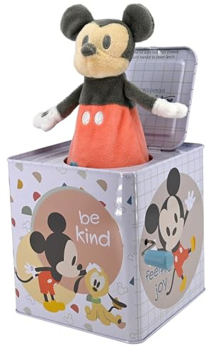 Kids Preferred Disney Baby Mickey Mouse Jack in The Box Musical Toys for Babies and Toddlers, Plays “The Mickey Mouse March” Mickey Springs Out from A Colorful Box