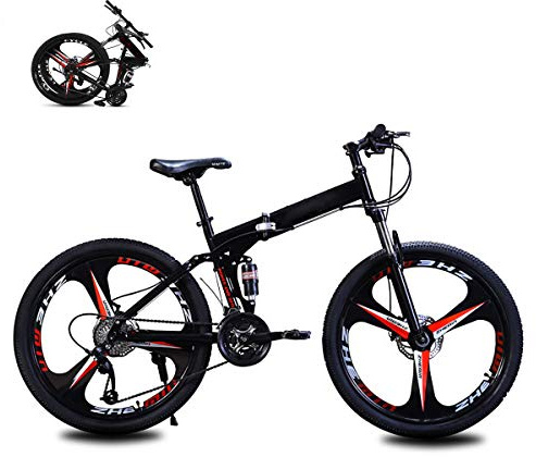 STRTG Folding Bike, Mountain Bike Pieghevole,Unisex Adulto Folding MTB Bicicletta, 24 * 26 Pollici 21 * 24 * 27 velocità della Bici di Montagna