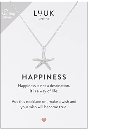 LUUK LIFESTYLE Collier Pendentif Etoile Mer, Sterling 925, Argent, 50cm