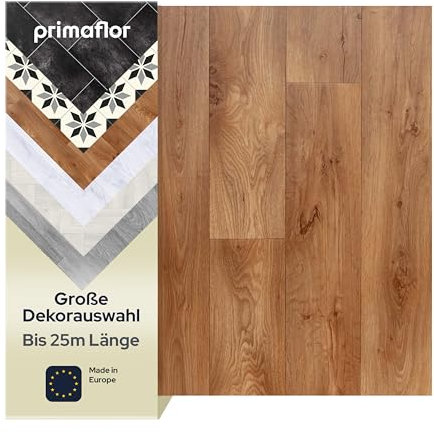 Primaflor PVC Bodenbelag Meterware - TURIN, Diele Naturholz 1300, 2,00m x 10,00m, Vinyl-Boden in Holzoptik für Küche, Wohn- und Badezimmer, Hochwertige Auslegware, Anti-Rutsch Oberfläche