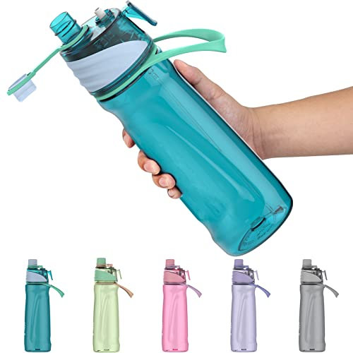 Healter 950ml Trinkflasche mit sprühfunktion Nebel Sport Wasserflasche Auslaufsicherer Flasche für Jungen und Mädchen zum Rehydrieren,Abkühlen,Reiten,Wandern(Blau)