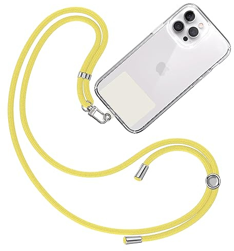 TBOC Band mobiltelefonkedja nyckelband kedja mobiltelefonsnöre [gul] för att hänga upp nacken, universellt för mobiltelefon med dyna [vit Ice] mobilband lapp karbinhakar mobiltelefon snodd nyckelband