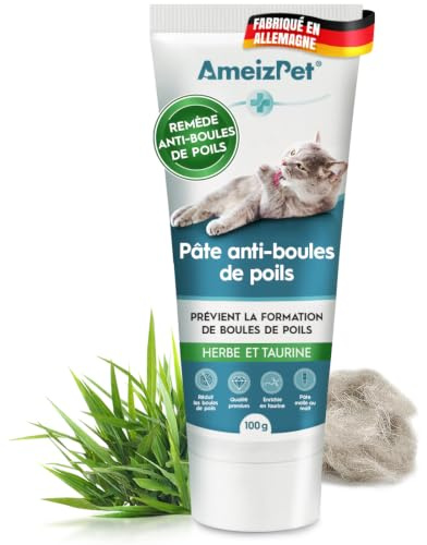 AmeizPet Hårbollslösning för Katter, Anti-Hårboll Maltpasta för Päls, Behandling för Katter med Lång & Kort Päls med Taurin & Gräs, 100g (3.52 Oz)
