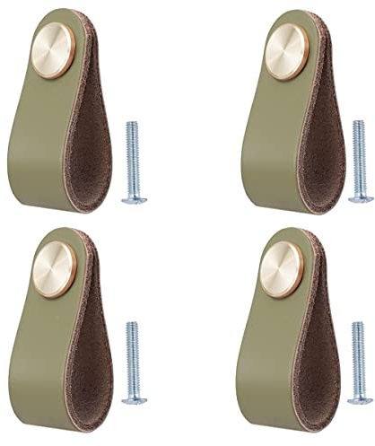 4 Piezas Tiradores Cuero para Muebles Manija Del Gabinete de Cuero Tiradores Cajon Pomos de Piel para Armarios Pomos Decorativos para Muebles Colgantes