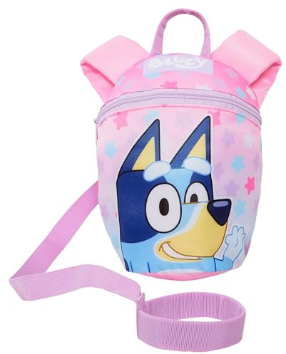 Flickor blå ryggsäck med tyglar småbarn avtagbar säkerhetssele barnkammarväska spädbarn miniryggsäck, Rosa, en storlek