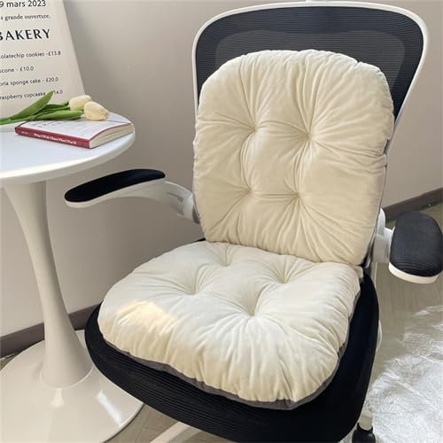 LYFJMUS 17x17 inch Office Chair Cushion for Back and Butt Desk Chair Cushion with Back Support for Office Dining Game Outdoor Chair Cushions (White)