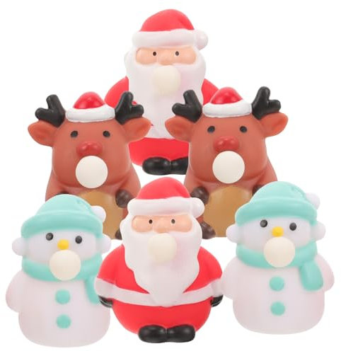 GLSTOY 6 Stück Sensorisches Weihnachten Squishy Spielzeug Knallende Augäpfel Rentierfigur Lustiges Quetschspielzeug Weihnachten Langsam Steigendes