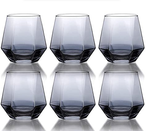 BDSHGRDH bicchieri da birra， Bicchiere da pinta personalizzato, bicchiere da bere in vetro 6 pezzi da 10 once bicchieri for acqua in vetro senza piombo artigianali bicchieri for acqua romantici(Gray)