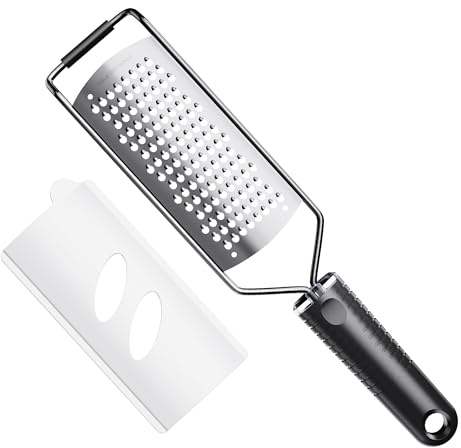 Coarse Grater for Cheese & Vegetables - Non-Slip Grip | Dishwasher Safe Stainless Steel (Black)
