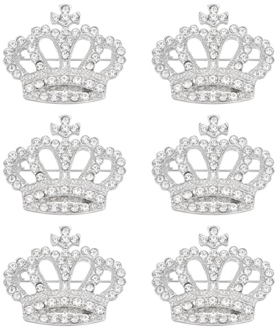 PH PandaHall 6 broches de corona de diamantes de imitación de cristal, exquisitos broches de solapa de reina, pines de cuello para cumpleaños, boda, fiesta, Navidad, vestidos, trajes, blusas