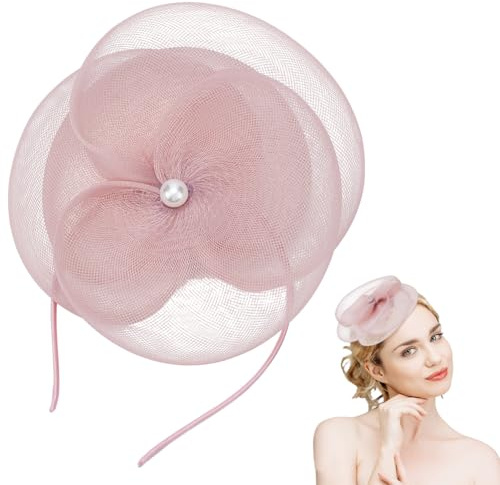 NBEADS 1 ensemble de Chapeaux Fascinateurs pour Femmes, Chapeau Bibi en Organza à Fleurs avec Serre Tête et Clip Idéal pour les Mariages et les Cocktails, Chardon, 140x118x5mm