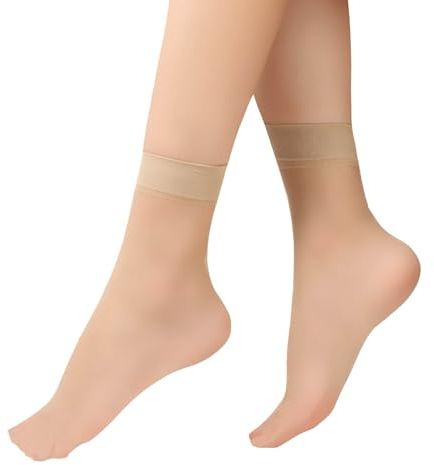 Nylonstrumpor för kvinnor – hållbara tunna strumpor ankel för kvinnor silke rena strumpor snabbtorkande nylonstrumpa vardaglig halkfri ankelstrumpa andningsbara tunna korta klänningsstrumpor, Khaki