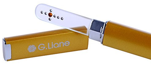 G.Liane Glass Manicure File with Genuine Qualified Crystals Shape and Smooth Nail File Tool with Case Best for Gentle & Safe Nail Care Kit for Beautiful Fingernails(Gold Cross)