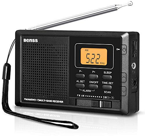 Tragbares Radio Taschenradio Klein AM FM Digitales Radio Pocket Transistor Stereo Radio mit Eingebauten Lautsprechern Digital Wecker und Sleep Timer, Batteriebetrieben