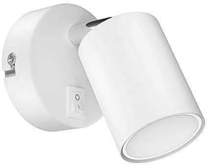 ledscom.de Wandspot WAIKA mit Schalter weiß matt + GU10 LED Lampe warm-weiß 3-Stufen Dimmen: je max. 500lm