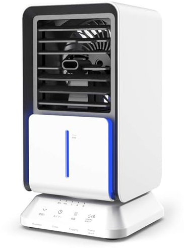 Personal Air Cooler, Infray Portable Oscillating Air Conditioner Desk Fan Mini Evaporative Cooler, Mist Humidifier, Air Circulator Desktop Space Cooler with Timer Function for Home Office Bedroom
