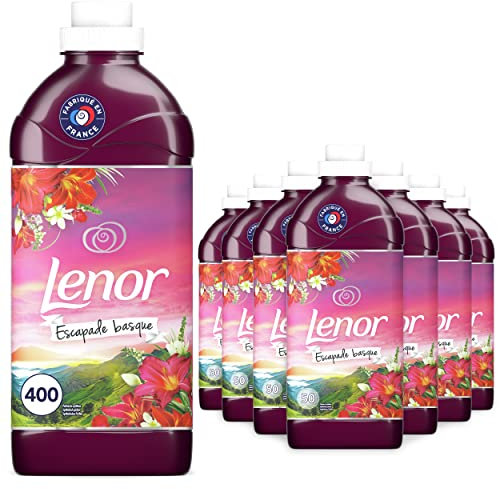 Lenor Escapade Basque Adoucissant, 400 Lavages (1.15L x 8), Pour Une Fraîcheur Et Une Douceur Durables