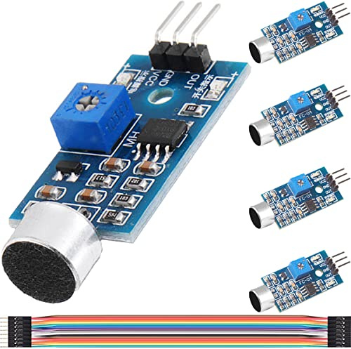 DAOKAI Microphone Sound Sensor Modul,Hoher Empfindlichkeit Sound Detection Sensor Modul 3.3-5V Tonmikrofon-Sensor-Erkennungsmodul für Arduino AVR PIC(5 STÜCKE)