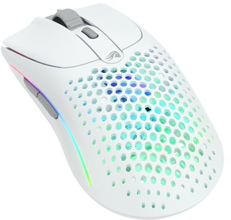 Glorious Gaming Model O 2 Wireless Mouse da Gaming - Wireless 2,4 GHz e Bluetooth ibrido, superleggero 68 g, batteria durevole, sensore 26.000, RGB, ambidestro, 6 tasti, piedini in PTFE - Bianco