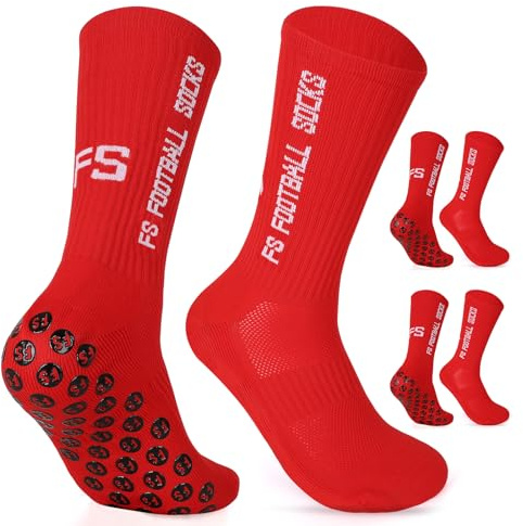 Dinjunxi Chaussette Antidérapante Foot 2 Paires Chaussettes Antiderapantes Homme Femme, EU 39-46 / UK 6-11, 75% Coton, Chaussette Sport pour Football Basket Rugby Yoga Trekking