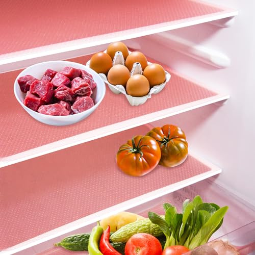 Daixers 10Pcs Refrigerator Liners, Washable Fridge Liner Shelf Mats Refrigerator Pads for Cupboard Cabinet Drawer Home Kitchen Accessories Organization (Pink)