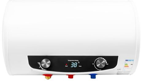 Calentador de agua eléctrico Horizontal 30L Calentador de agua de acumulación, 25-75 ℃ Calentador de agua eléctrico para ducha blanco