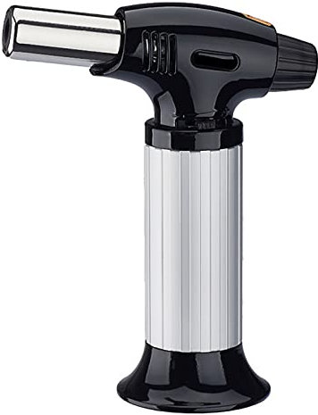 BNXCGDIQP Accendino da Cucina culinario Ricaricabile con Torcia con Blocco di Sicurezza, Fiamma Regolabile, Accendino a Gas con Torcia a Getto per Crème brulée, Barbecue, Cottura al Forno,Silver